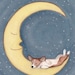 Pembroke Welsh Corgi sleeping on the moon / Lynch signed folk art print
