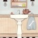 Yorkshire terrier (yorkie) bathing in a sink / Lynch signed folk art print