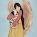 Dalmatian cradled by angel / Lynch signed folk art print Dalmation