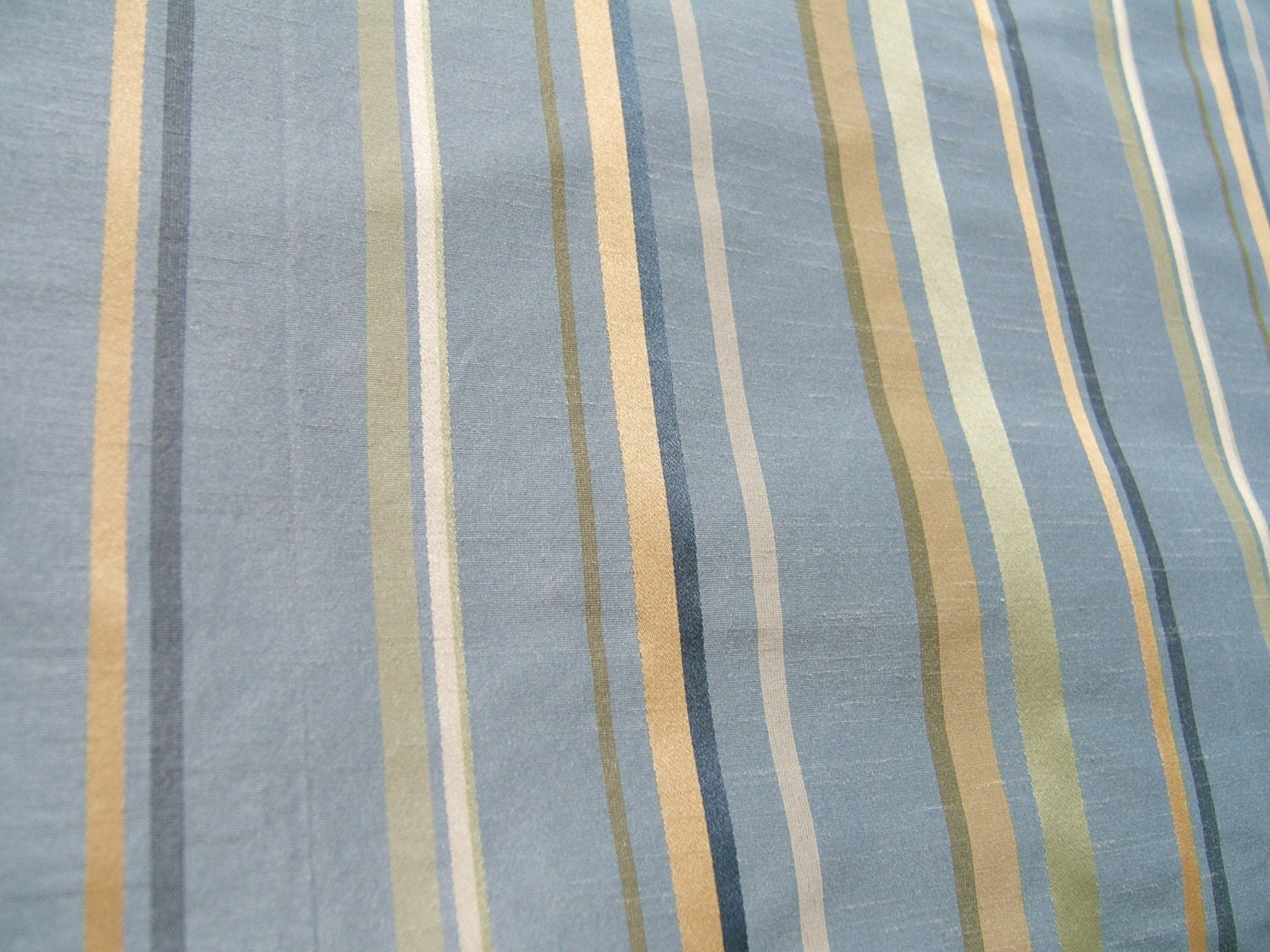 Blue Faux Silk Stripe Fabric Quarter Yard