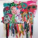 Hawaiian HULA GIRLS: Fiber Art Textile Assemblage