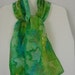 Silk Scarf, Handpainted, Greens and Golds