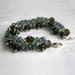 Quartz Bracelet with Blue Quartz, Smokey Quartz and Peridot in Solid Sterling Silver - SALE 50% off
