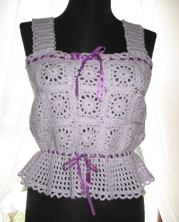 GRANNY SQUARE CROCHET CAMISOLE hand by squirrelsintheattic