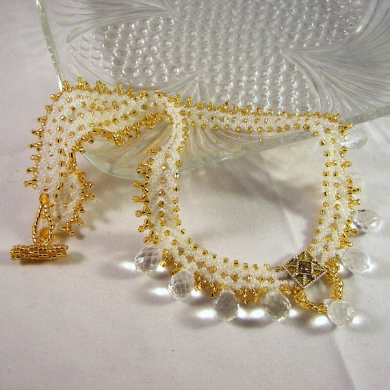 Items similar to Golden Dreams Bead Woven Necklace on Etsy