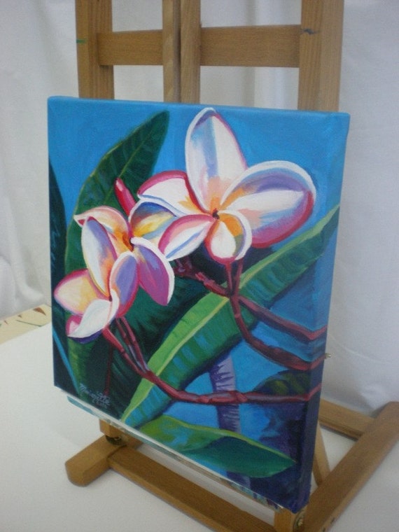 Rainbow Plumeria 2 Original Acrylic Painting by