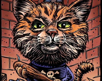 A Clowder of Cats 11 x14 cat art print by ChetArt on Etsy