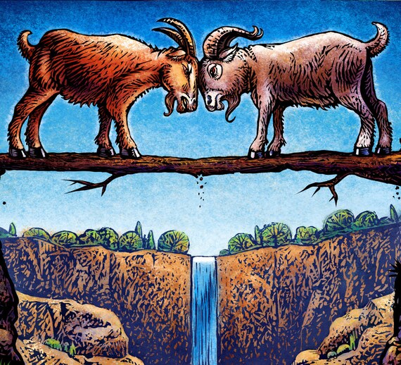 Die Beiden Ziegen Fabel Lehre Die beiden Ziegen unterzeichnet drucken von ChetArt auf Etsy