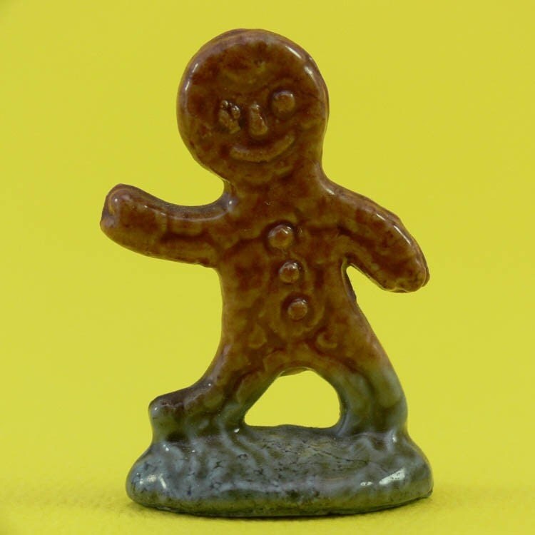 SALE Gingerbread Man Red Rose Tea Porcelain Figurine Nursery