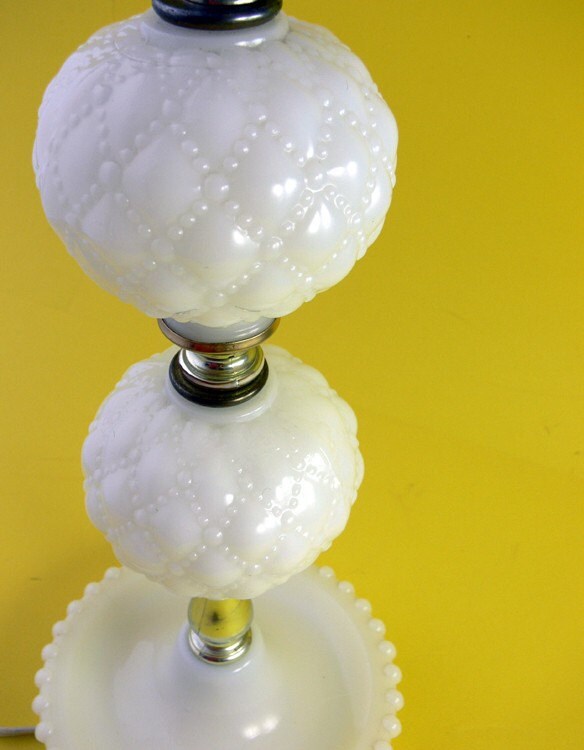 Vintage Quilted Milk Glass Lamp Base 9307