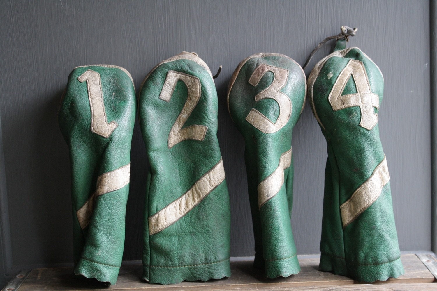 vintage leather golf head covers