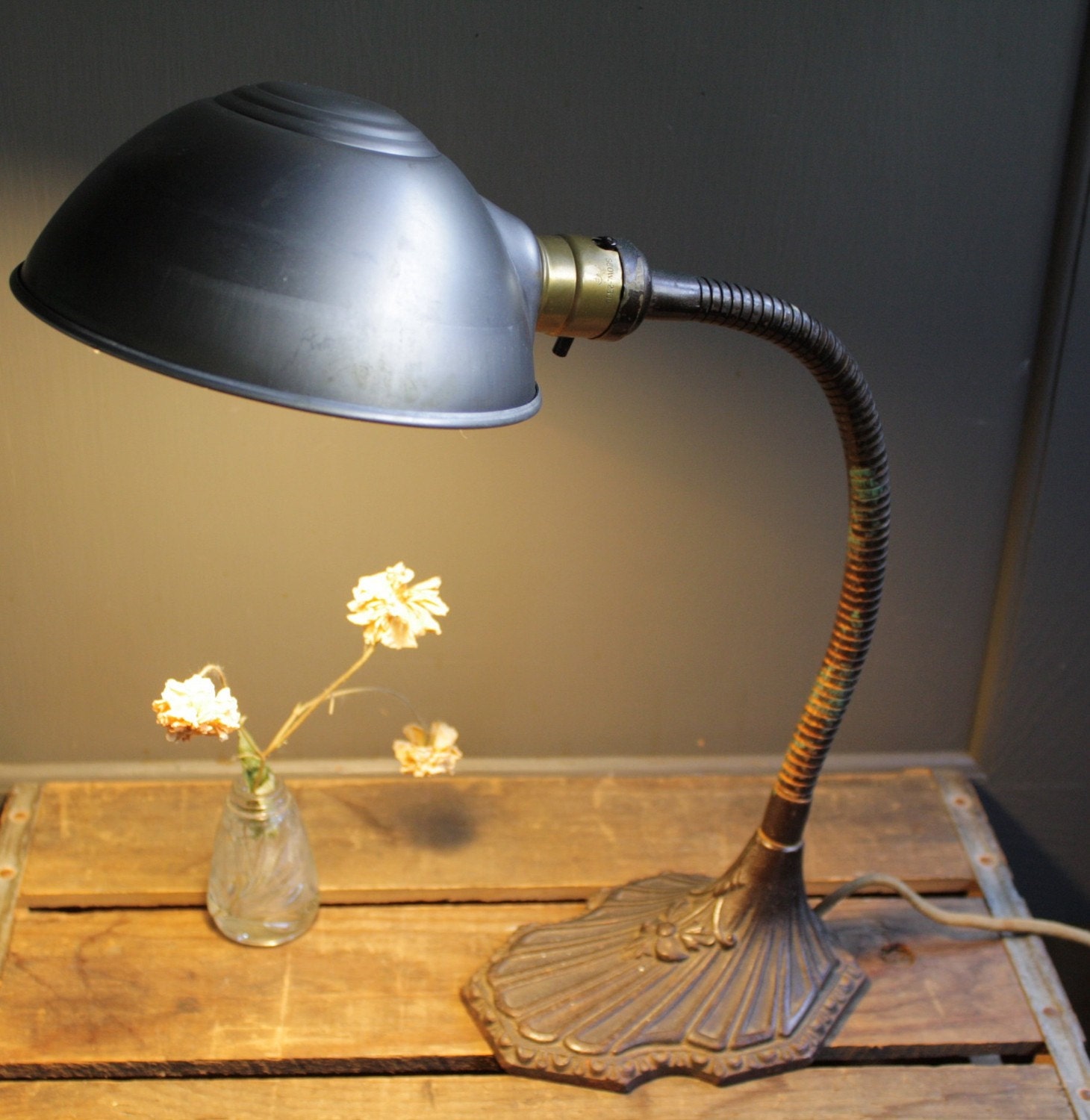 antique gooseneck desk lamp