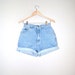 80s lee shorts // light wash denim // vintage lee denim cuff shorts