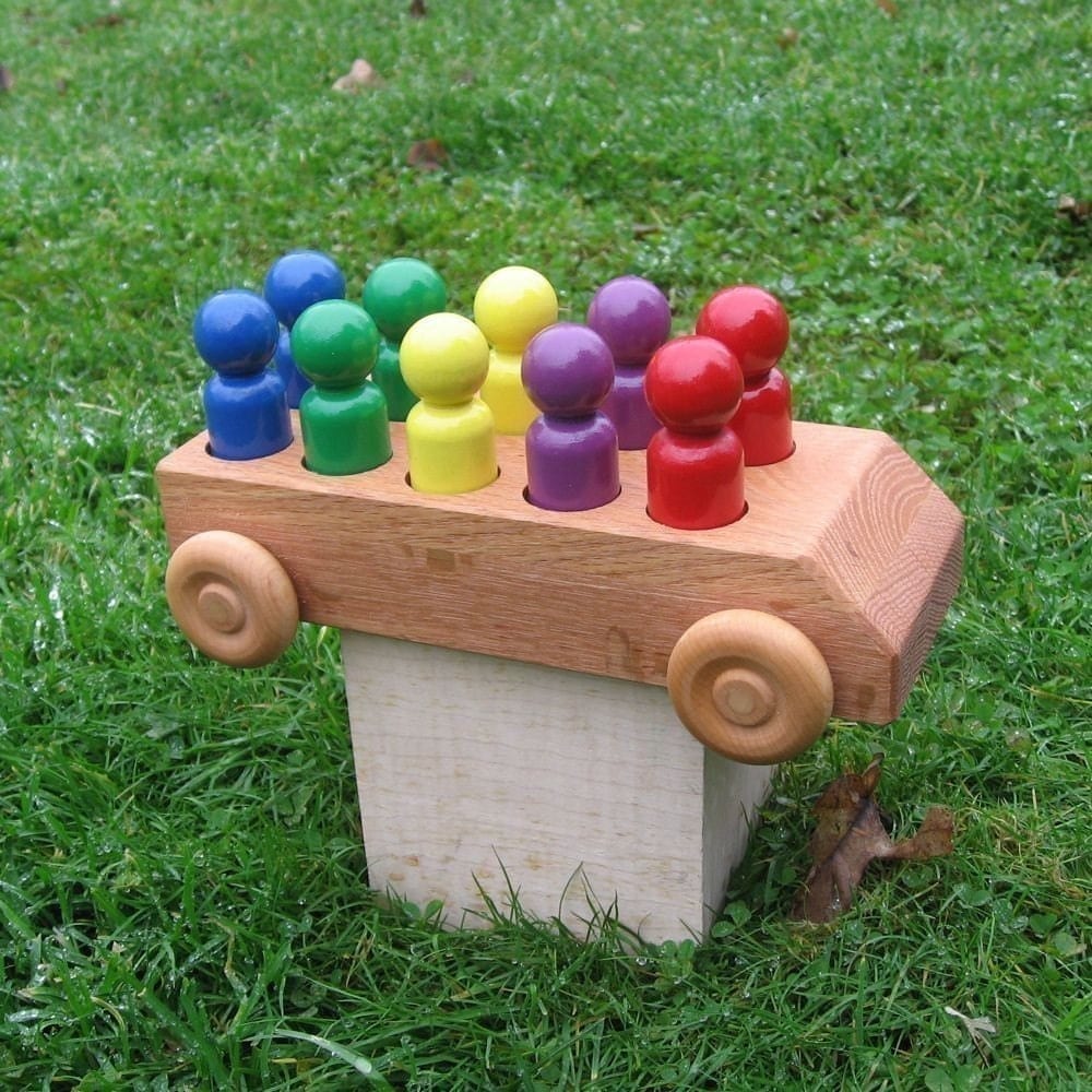 Wooden Toy Bus Kids Handmade Natural Wood Toy by WoodToyShop