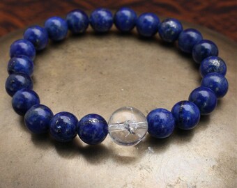 Lapis Lazuli Wrist Mala with Quartz Crystal