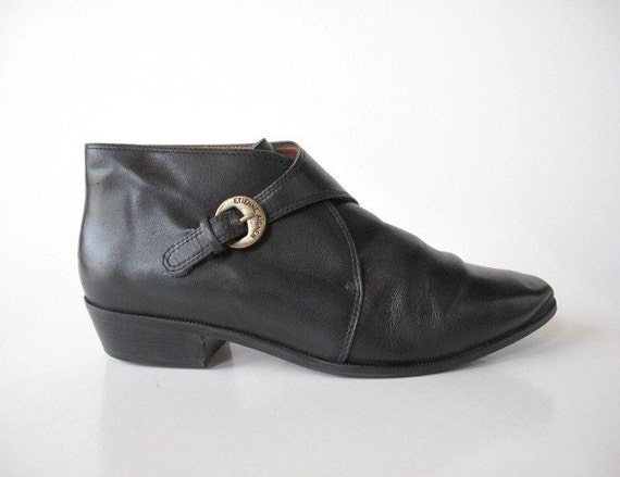 vintage ETIENNE AIGNER Black Leather Ankle Boots by VerseauVintage