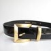 80s vintage patent leather belt / vintage Italian leather belt / gold buckle / m