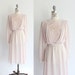80s vintage dress / pale pink crepe draped bodice dress/ xsmall