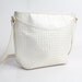 early 90s leather bucket bag / pearlescent white woven leather purse