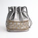 80s leather bucket bag / vintage metallic leather drawstring purse