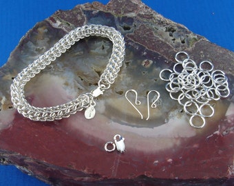 Chainmaille Bracelet Kit for Full Persian Weave In 19 gauge Sterling Silver