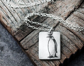 Little penguin necklace, silver penguin jewelry