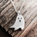 Tiny ghost necklace - halloween jewelry - silver and concrete