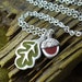 Oak leaf and acorn necklace in silver and concrete