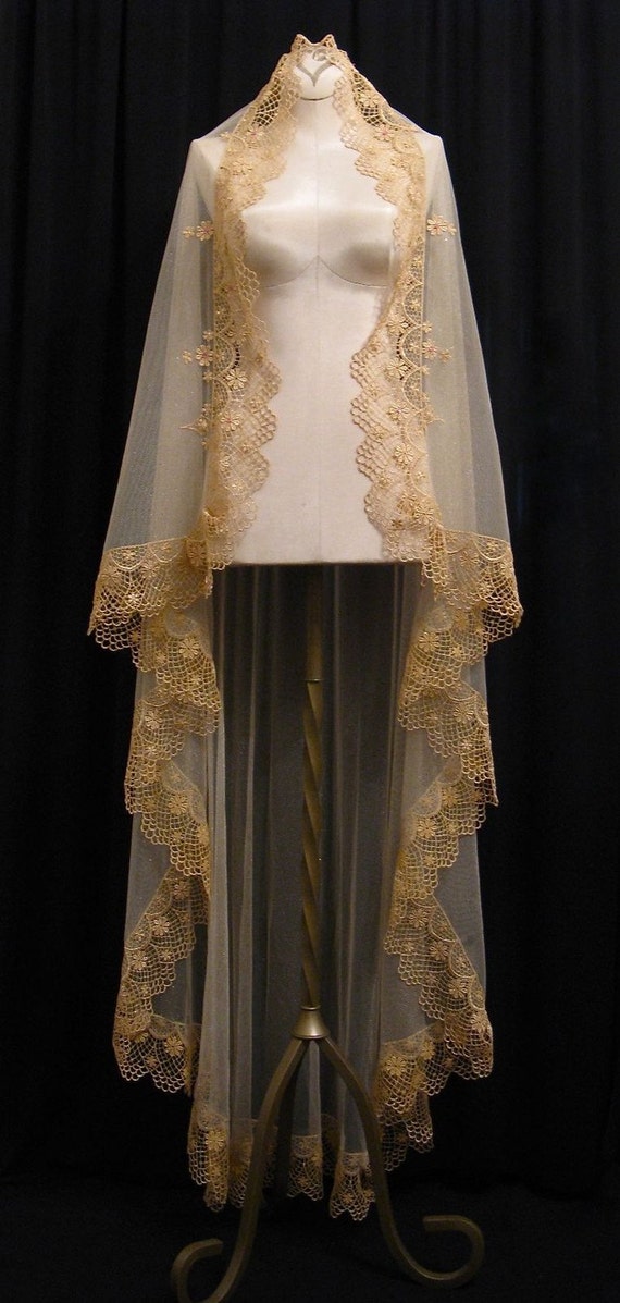 Waltz Length Gold Mantilla One Of A Kind RESERVED FOR
