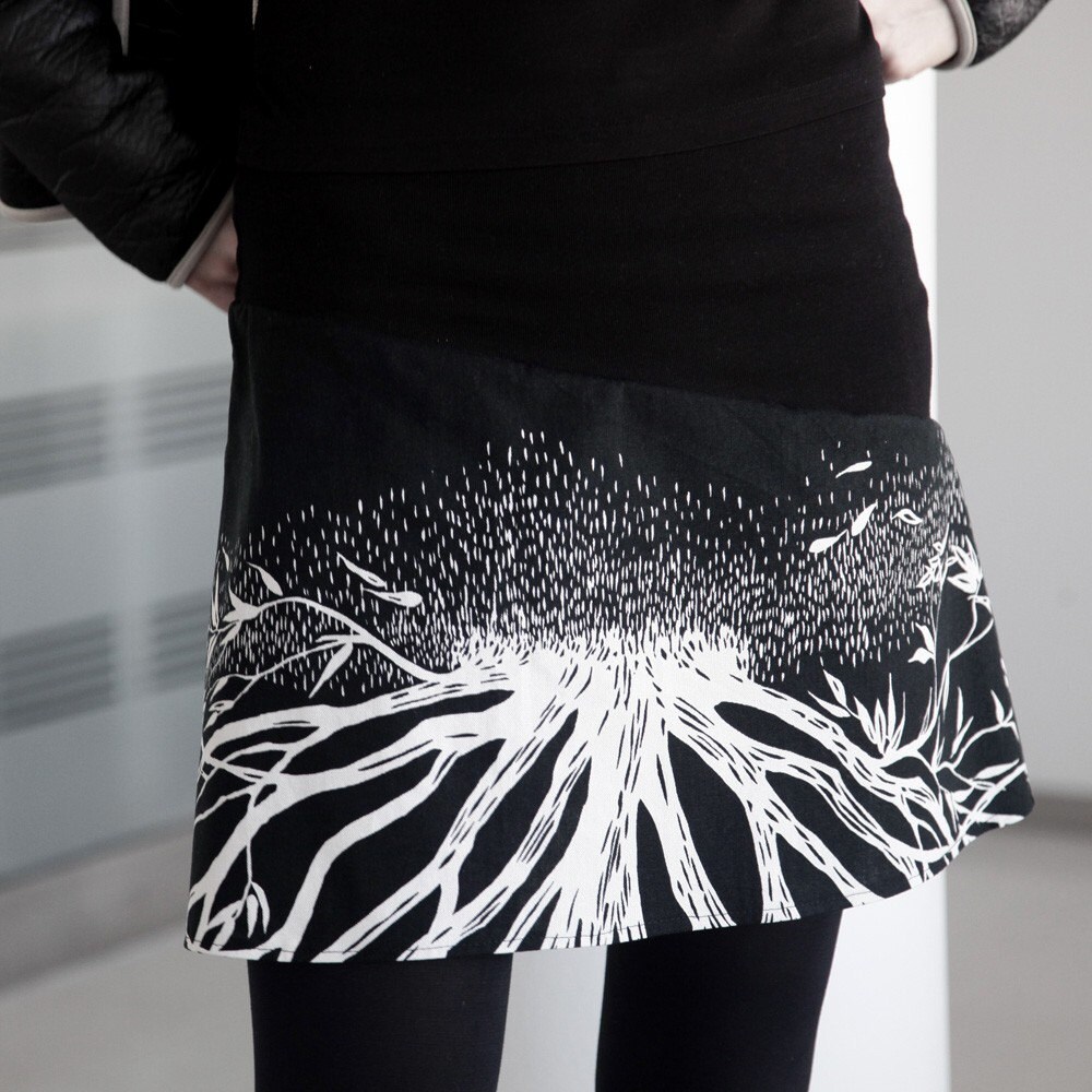 black and white tree mini skirt size 6 8 handmade in finland black and white tree mini skirt size 6 8 handmade in finland