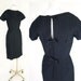 60s Black Cotton Sheath Dress With Rick Rack Trim and Nice Back Detail S