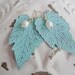 Special Listing for Liz: Teal Patina Leaf Earrings with Oval Pearls PLUS, one Replacement Set of Black Mandela earrings