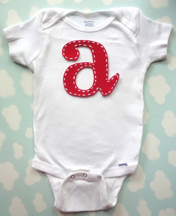 Items similar to Felt Stitchy Letter Onesie with Overnight Shipping on Etsy