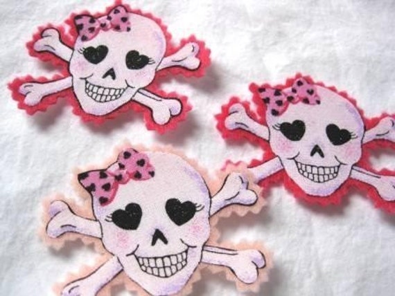 Girly Skull and Cross Bones Iron On by alphabulous on Etsy