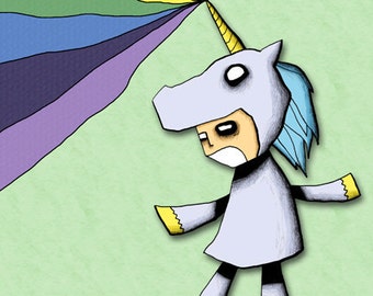 Rainbow Unicorn Assault Art Print Illustration