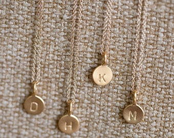 ONE Charm Tiny Initial Necklace in 14k Gold Vermeil