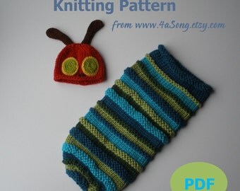 Caterpillar Baby Cocoon and Hat Knitting Pattern in Plain English, PDF 128 -- INSTANT DOWNLOAD -- Over 35,000 patterns sold