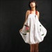 FLORAL SPAGHETTI STRAP WHITE COTTON DRESS WITH PEONY
