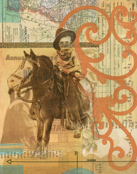 Items Similar To Contemporary Western Art Mixed Media Collage By Tamara 