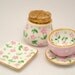 1/12TH scale - set of hand painted kitchenware in pink and white - by Lory