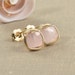 Rose Quartz Post Earrings Wire Wrap Gold Fill Stud
