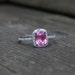 1.15ct Peach Pink emerald cut Sapphire diamond ring 14k white gold - engagement ring