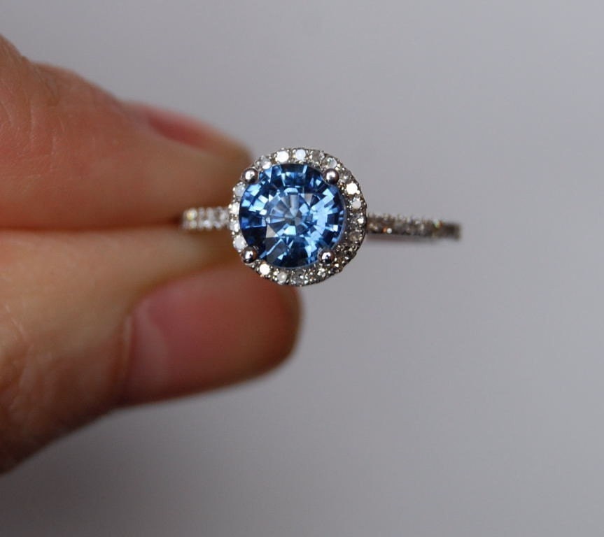 sapphire diamond ring engagement rings round jewelry 14k band halo eidelprecious diamonds gems saphire sapphires quartz sitapura manufacturer precious promise