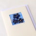Card blue velvet 3 beaded small flowers handmade