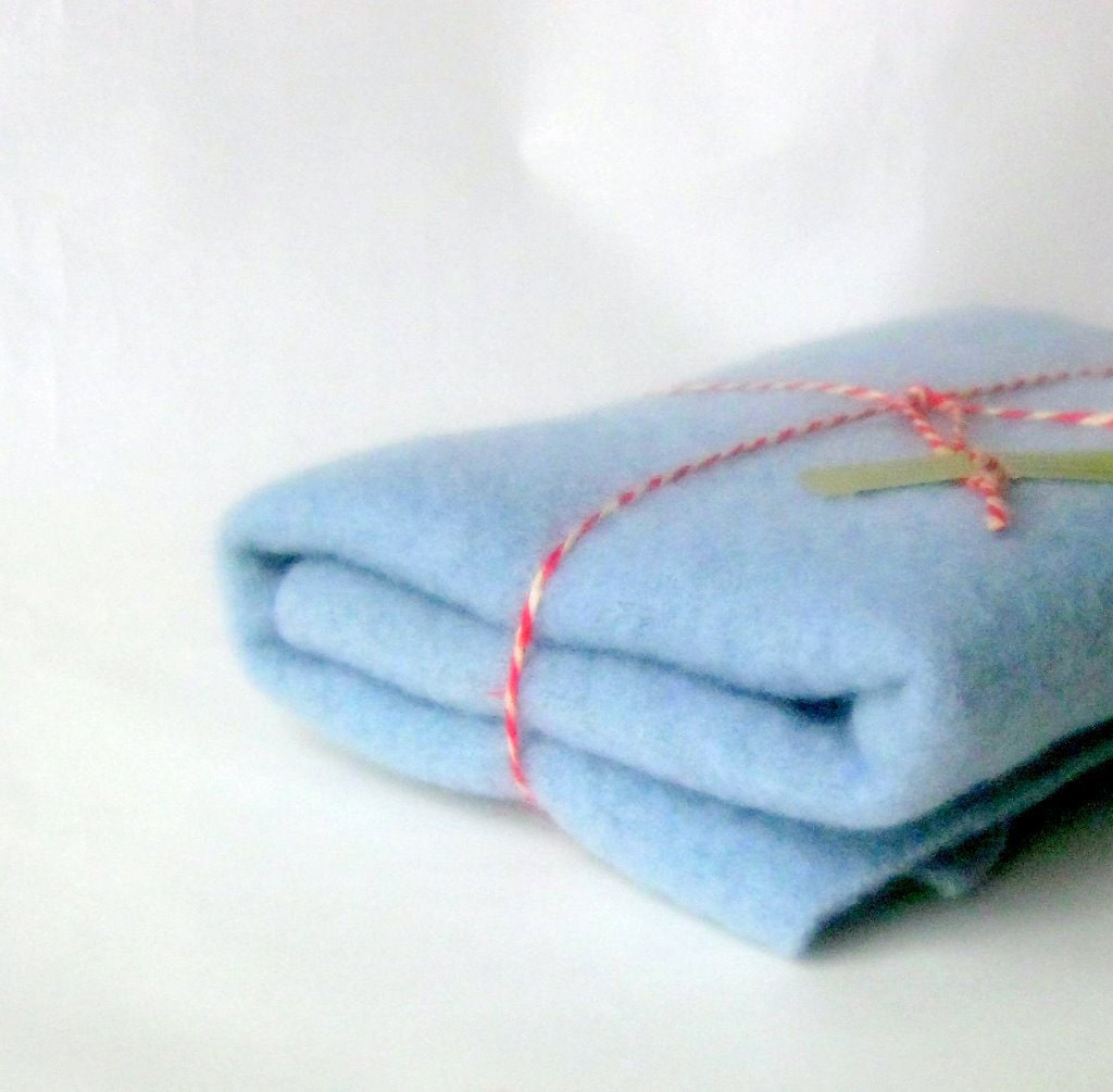 Wool blanket 15x24' felt craft recycled light blue