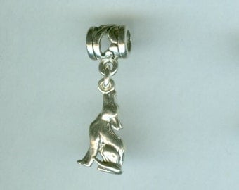 Sterling COYOTE Bead Charm for All Name Brand Add a Bead Bracelets - 3D