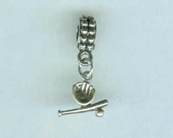 Sterling BASEBALL Charm Bead for all Name Brand Add a Bead Bracelets