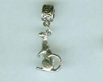 Sterling FERRET Bead Charm for all Name Brand Add a Bead Bracelets- 3D Heavy