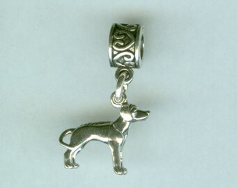Sterling RHODESIAN RIDGEBACK Dog Bead Charm fits All Name Brand Add a Bead Charm Bracelets- 3D Heavy