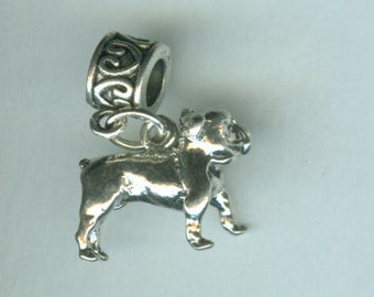 Sterling BULLDOG Bead Charm for All Name Brand Add a Bead Bracelets - 3D HEAVY